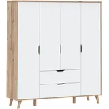 Forte Drehtürenschrank Vankka 184,1 x 201,5 x 52,7 cm Beige