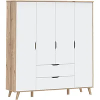 Forte Drehtürenschrank Vankka 184,1 x 201,5 x 52,7 cm Beige