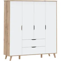 Forte Drehtürenschrank Vankka 184,1 x 201,5 x 52,7 cm Beige