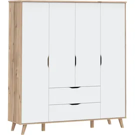 Forte Drehtürenschrank Vankka 184,1 x 201,5 x 52,7 cm Beige