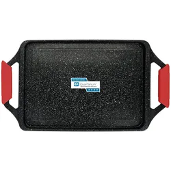 Briebe Black Titanium Grillplatte Induktion Antihaftbeschichtung Titan Gussaluminium 43x25cm PFOA-Free, Schwarz