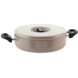 Schlammtopf mit 2 Griffen und Deckel, schlammfarben, mit Antihaftbeschichtung, 28 cm, hergestellt in Italien
