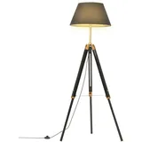 vidaXL Stativlampe Schwarz und Golden Teak Massivholz 141 cm