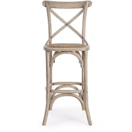 BIZZOTTO Barhocker Cross aus Ulmenholz, klassisch gepolstert, Rattansitz, Natur, elegantes 4-Fuß-Design