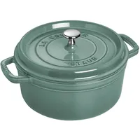 Staub Cocotte 26 cm, rund, Eucalyptus, Gusseisen 5.25l, Pfanne + Kochtopf, Grün