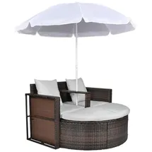 vidaXL Gartenbett mit Sonnenschirm 200 x 150 x 120 cm Weiß