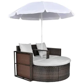 vidaXL Gartenbett mit Sonnenschirm 200 x 150 x 120 cm Weiß