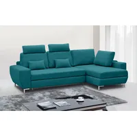 99rooms Florence Ecksofa Velours Türkis Rechts