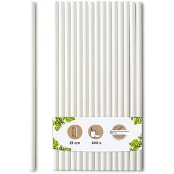 BIOZOYG 600 Stück Jumbo Papiertrinkhalme 23cm,  Ø8mm, weiß, Strohhalme, Saugrohre, Trinkröhrchen, dicke XL Getränkerohre für Smoothies und Shakes