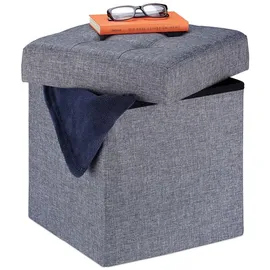 Relaxdays Sitzhocker mit Stauraum Polyester 38 x 41 x 38 cm Grau