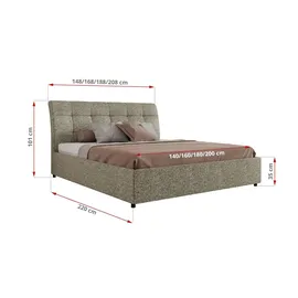 mks möbel Polsterbett mit Bettkasten ¦ grau ¦ Maße (cm): B: 208 H: 101