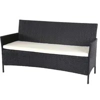 MCW 3-Sitzer Poly-Rattan Gartenbank Hamar, Sitzbank ~ anthrazit, Kissen