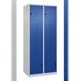 C+P Z-Spind Classic PLUS bodenstehend, 4 Abteile, HxBxT 185x80x50cm, Sicherheitsdrehriegel, Hellgrau/Enzianblau von PROREGAL