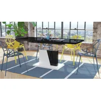 Mazzoni Couchtisch Grand Noir Weiß Hochglanz/Schwarz höhenverstellbar ausziehbar 120-180 schwarz|weiß