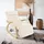 Tectake Schaukelstuhl Onda Holz 67 x 86 x 115 cm Beige mit verstellbarer Fußstütze
