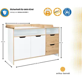 Arthur Berndt Babyzimmer, Set »Maxim« 2-teilig", Baby, Gr. B/H: 70cm x 140cm, weiß Holzwerkstoff, 1 Fächer, 2 Schubladen, 1x1x1 cm, Blauer Engel, Hergestellt in Deutschland, Babymöbel, Babyzimmer-Sets