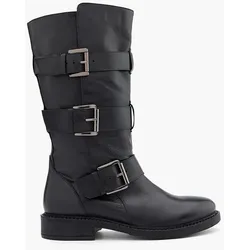 Leder Stiefel - Damen - schwarz