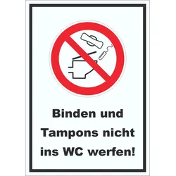 Keine Binden und Tampons ins WC werfen Aufkleber A4 (210x297mm)