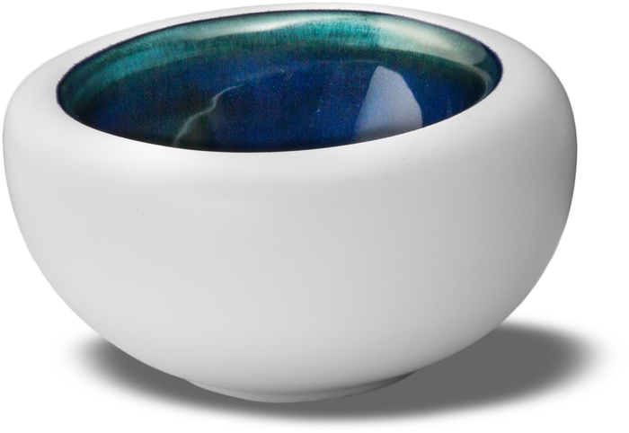 Le Coq Porcelaine Ovale Gourmet Schale 14x13,5 cm Abyssos Mattweiß Blau
