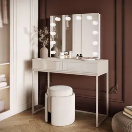 lookway SCHMINKTISCH Blanco Kaschmir Elite mit Beleuchtung PUSH OPEN