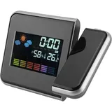 Akozon Digitales LED-Wetter, Kalender, Luftfeuchtigkeit, Projektionsuhr, Vorhersage-Projektor, Faule Person, Display-Wecker (Schwarz)