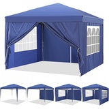 COBIZI Pavillon 3x3 Wasserdicht Stabil Winterfest Faltpavillon 3x3 Faltbar Zelt Gartenpavillon mit 4 Seitenteilen, Pop up Pavillion Klappbar 3x3m für Camping, Strand, Familientreffen (Blau)