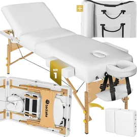 Tectake tectake® 3 Zonen Massageliege Somwang Breite 70 cm, Polsterung 7,5 cm mit Holzgestell, 218 x 102 x 90 cm