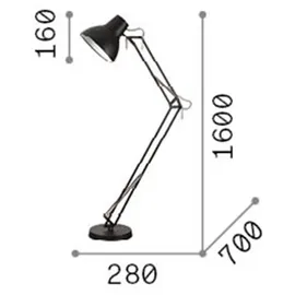 Ideal Lux Wally Stehleuchte mit Gelenkarm, schwarz
