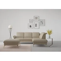 Ecksofa SIT & MORE "Fashion L-Form", beige, B:250cm H:84cm T:207cm, Sofas, wahlweise mit Kopfteilverstellung, Vorziehsitz, motorisch, Nickelfüße
