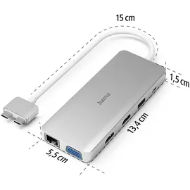 Hama Connect2Mac 12 Ports USB-C-Hub, Silber