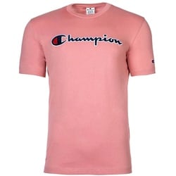 Champion Herren T-Shirt - CML Champion Logo, Rundhals, Baumwolle, einfarbig Rosa XL