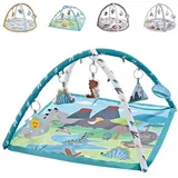 Chipolino Spielbogen Tiere, Musikfunktion, 5 Hängespielzeuge, Krabbeldecke türkis