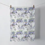 Ambiente Home Ambiente Küchentuch Baumwolle 50x70cm mit Provence Lavendel Motiv - Küchenwäsche Sommer Frühling Geschirrtuch Wischtuch Trockentuch Küchenhandtuch Weiß Lila
