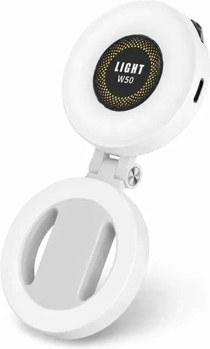 VoxorAI M28 weißes Aufhelllicht – Selfie-Beleuchtungslösung mit Spiegel und magnetischer Befestigung. CRI95+-Qualität, 360°-LED-Beleuchtung. Tragbar und kompatibel mit iPhone-/Android-Geräten. Ideal für Selfies, Fotografie, TikTok, Zoom-Anrufe und Videos.