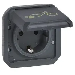 Legrand 069886L Plexo New Einsatz Schutzkontakt-Steckdose Fahrrad SL,EB,IP44,IK08, Anthrazit
