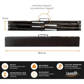Lemodo Arbeitsbock Stahl schwarz höhenverstellbar 2er Set