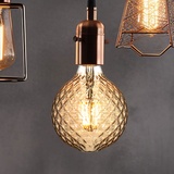 GLOBO LED Lampe Leuchtmittel Filament 4 Watt warmweiß 2700 Kelvin 380 Lumen E27 Fassung Glas klar amber, DxH 9,5x13,5cm