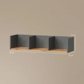 livinity® Wandregal 90 x 20 x 24 cm Grau
