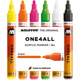 Molotow One4All 227HS Neon-Set Schwarz, Grün, Orange, Pink, Weiß, Gelb 6 Stück