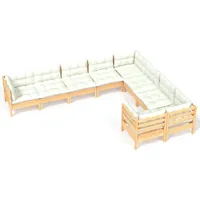 vidaXL Garten-Lounge-Set 9-tlg. creme Kiefernholz