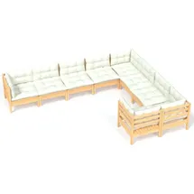 vidaXL Garten-Lounge-Set 9-tlg. creme Kiefernholz