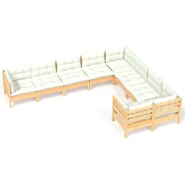 vidaXL Garten-Lounge-Set 9-tlg. creme Kiefernholz
