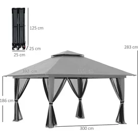 Outsunny Faltpavillon 4 x 4 m inkl. 4 Seitenteile Dunkelgrau