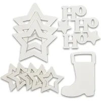 10 teiliges Anhänger Set Holz weiß / Weihnachtsanhänger/ Weihnachtskalender/ Adventskalender Anhänger - Weiß