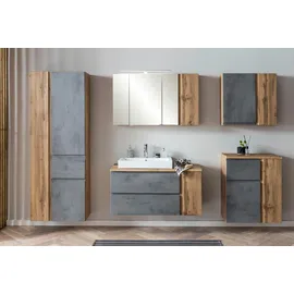 Held Varese Hochschrank 65 x 180 cm Hellgrau/Eiche Holz