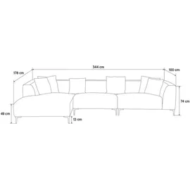 Home Deluxe Ecksofa Torino - Farbe: Beige, Ausführung: Links - 344 x 74 x 178 cm I Samtsofa, Sofa, Wohnlandschaft