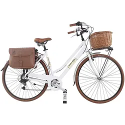 Stadtfahrrad Dolce Vita by Canellini Damen mit Korb und Taschen - Weiß WEISS M