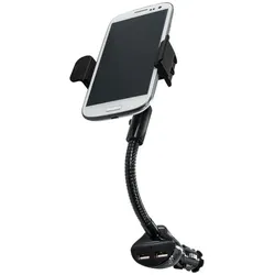 LogiLink Smartphone Kfz-Halterung mit 2x USB-A Ladeanschlüssen 15,5W