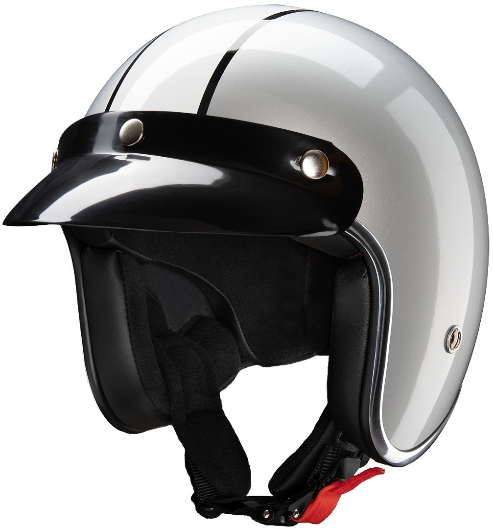 Redbike RB-755 Indiana Jet Helm, zwart-wit-zilver, XS