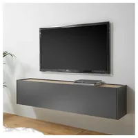 Lomadox - Wohnzimmer Tv Hängeschrank Crisp-61 In Anthrazit Mit Absetzungen In Wotan Eiche Nb., B/h/t: Ca. 150/35/30 Cm